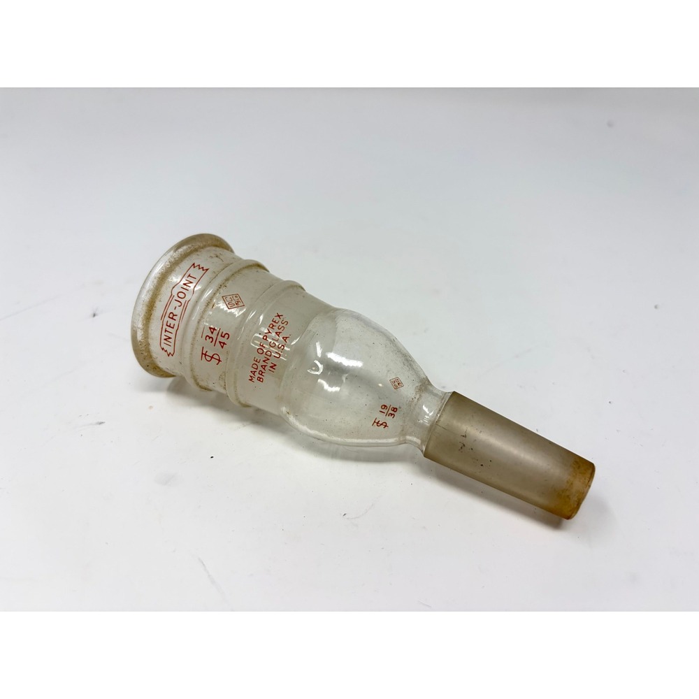 Vintage Pyrex Inter-Joint Glass Lab Adapter 34/45 to 19/38 Scientific Glassware
